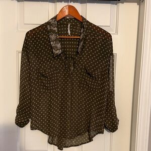 Sheer Black Polka Dot Blouse